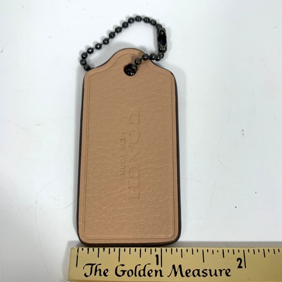COACH New York Replacement Hang Tag Key Fob Bag Charm Beige Gunmetal Ball Chain - Picture 6 of 6